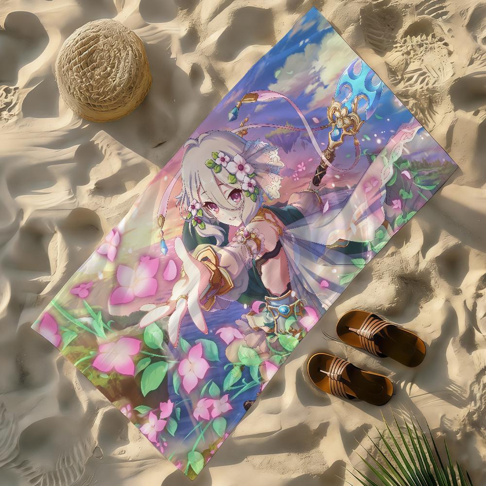 Game P-Princess Connect-S Towel Soft Lightweight Anti-Sand Large Beach Towel Quick-Drying Bath Sports Family