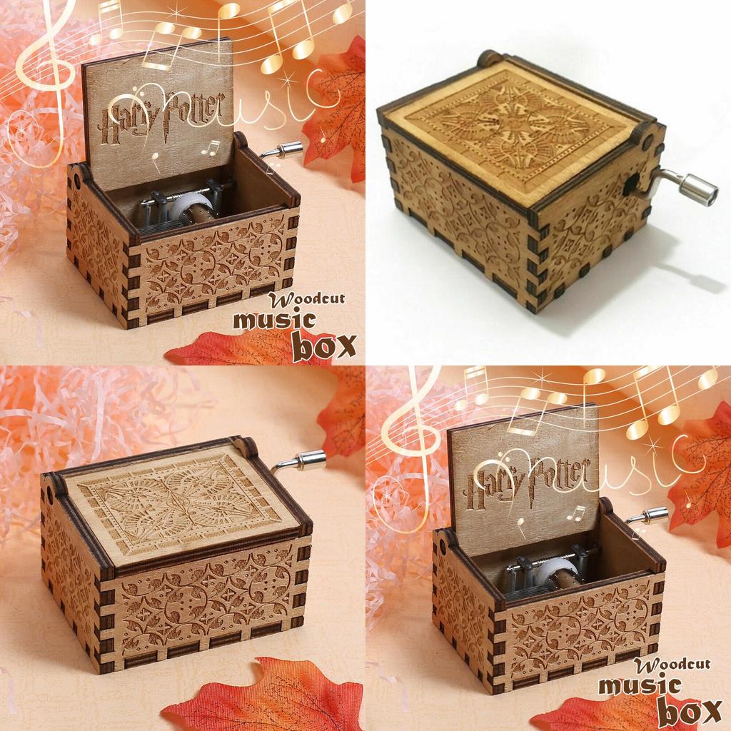 Harry Potter Engraved Wooden Music Box Vintage Storage Box Design