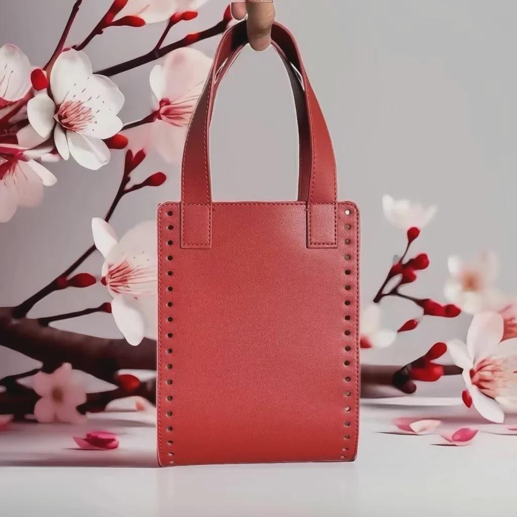 Handmade DIY Leather Woven Body Bag with Integrated Handle Hook