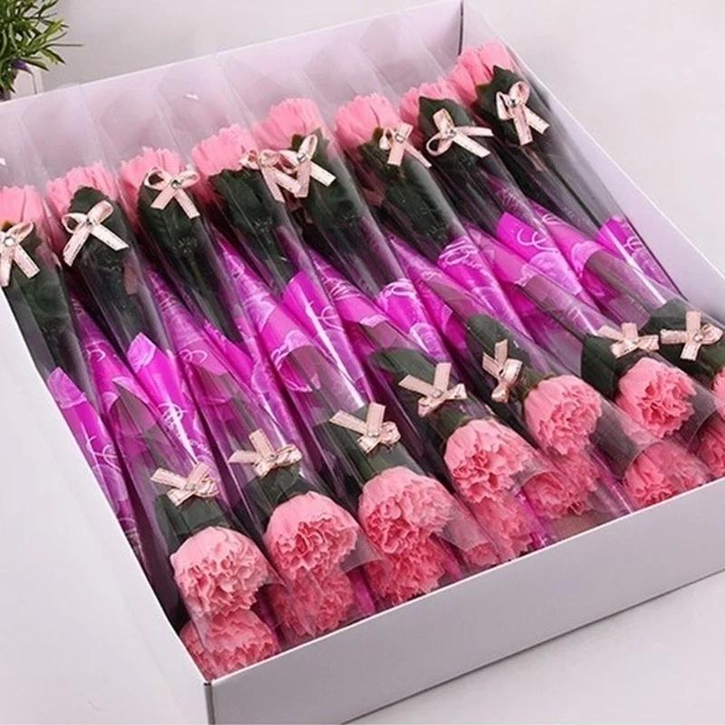 8pcs/lot Bath Artificial Carnation Soap Flower Party Mother's Day Gift Decoration Valentine's Day Gift