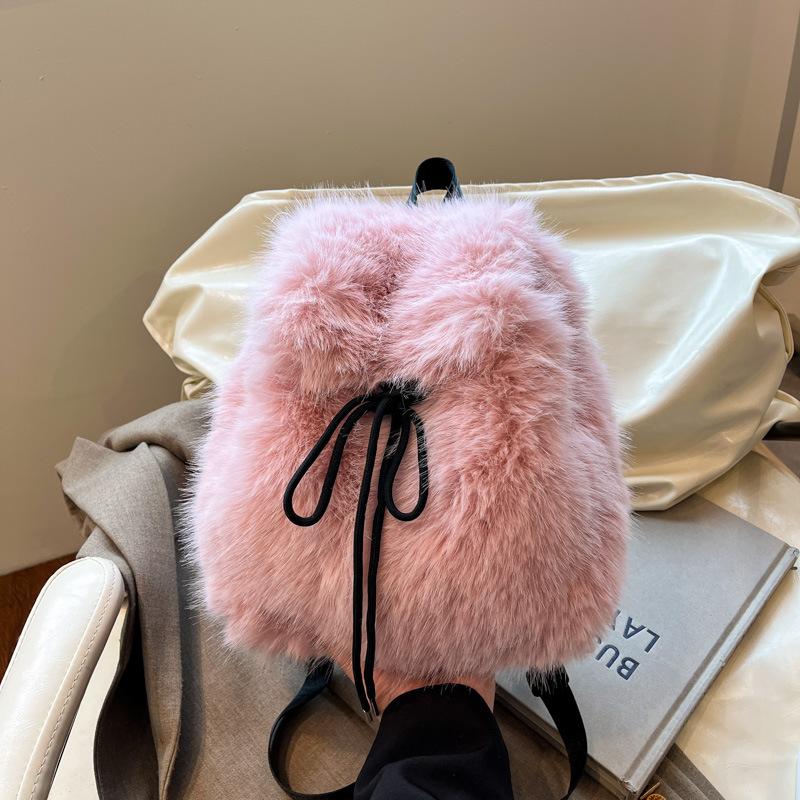 Schoolbag autumn popular plush leopard print backpack women's 1011 new cute versatile fashion student casual backpack