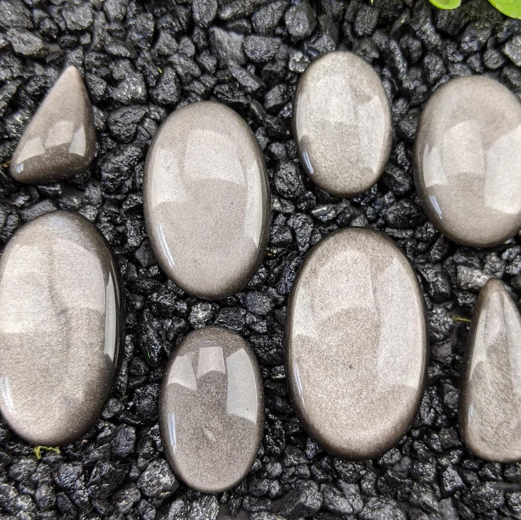 Natural Silver Obsidian Loose Cabochon Gemstone, Loose Polish Mix Shape With All Size Gemstone Lot, Gemstone Lot.