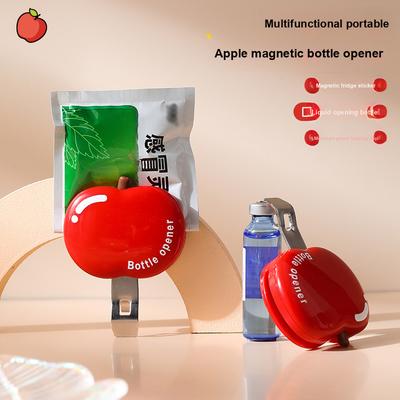 Apple Bottle Opener Multi-Function Fridge Magnet Snack Clip Cartoon Portable Magnetic Starter