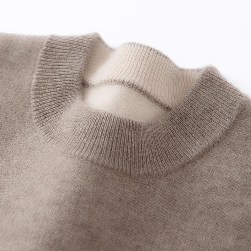 Men's Cashmere Half-High Neck Thick Knit Casual Pullover Sweater