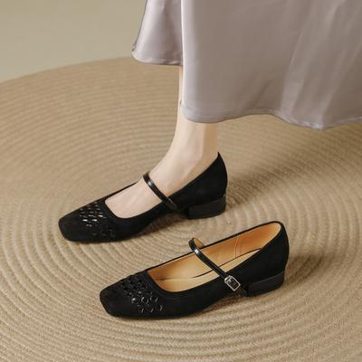 Mary Jane à boucle simple à bout carré rétro, chaussures simples à talons bas pour femmes, ne fatiguent pas, polyvalentes et confortables avec des jupes, beaux talons hauts
