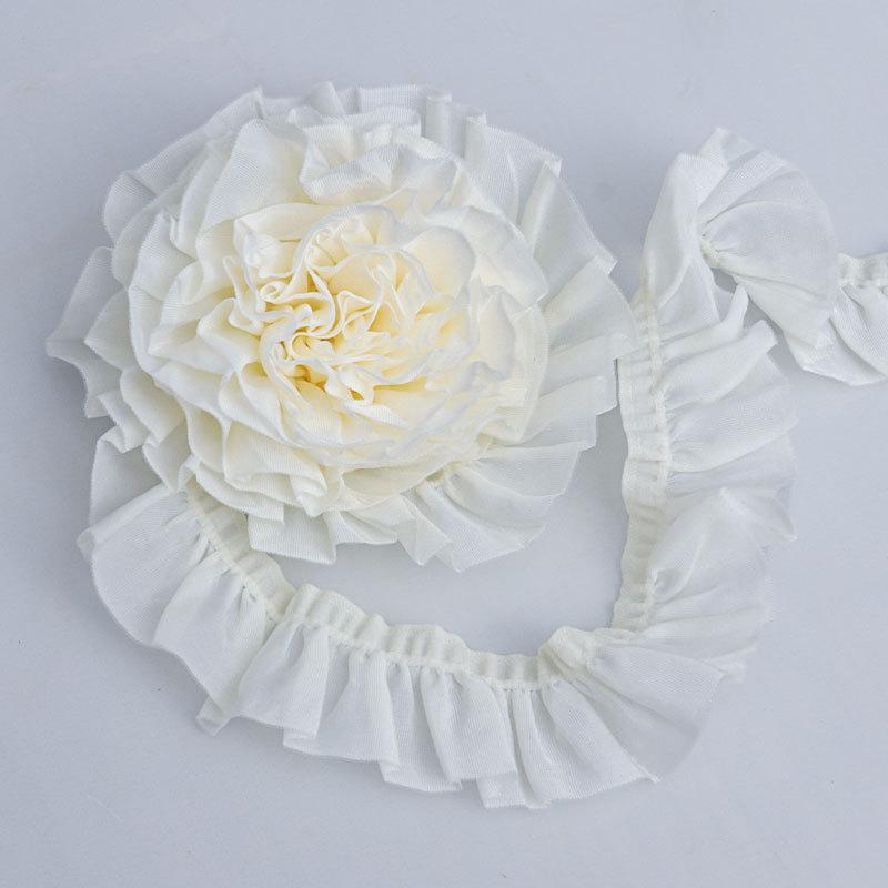 Handgemacht Romantisch und Gemütlich 2,5 cm Einseitiges Halbtransparentes Pilz Elastisches Rüschenband Handgemacht DIY Rockkante Puppenkleidungszubehör Spitze