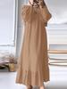 2024 Women's Retro Puff Sleeve Ruffle Dress with Pockets - Spring/Autumn Collection