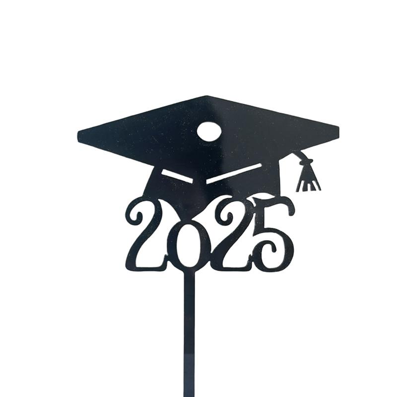 1pcs Congratulations On Graduation Happy Golden Black Acrylic Cake Plugin University Celebration Graduation Party Decoration