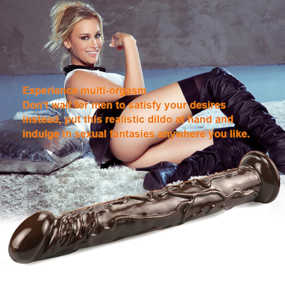 Brown Super Long Soft Skin Feeling Dildo Realistic Penis Sexy Female Masturbator Double-layer Suction Cup Dildos for Women