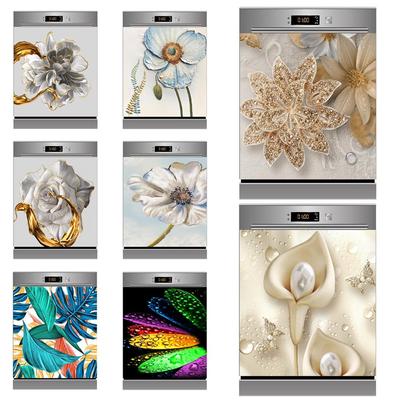 Bloem Diamond Ingelegde Gedrukte Deursticker Voor Vaatwasser Zelfklevend Behang Servies Reinigingsmachine Art Modificatie