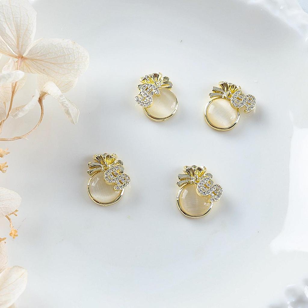 Nový rok nail art: Luxusní přívěsek Fortune Bag ze zirkonu a zlatem vykládané nositelné doplňky na nehty s kamínky