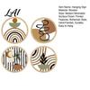 Natural Material Home Ornaments 4Pcs Boho Wooden Wall Art  2D Flat Round Hanging Signs Modern Geometric Wavy Circle Wood Decor Bohemian Plaques for
