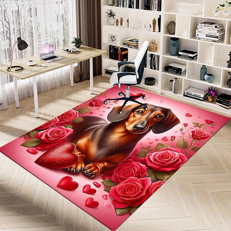 1PC Dachshund Hearts Extra Large Non Slip Floor carpet, Office, family, bedroom Large Area Rug Indoor Rugs, Vibrant Colors