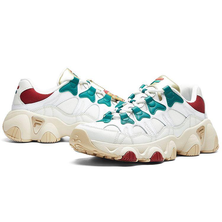 Fila Jagger Stoff Synthetikleder Lebkuchenmann Retro Sport Low-Top Lifestyle Schuhe Damen Sneaker Weiß Braun F12W011412FWL