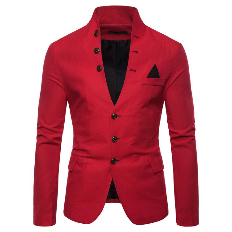 Spring New Multi-button Decoration Men's Casual Stand-up Collar Suit European Size Men's Suit