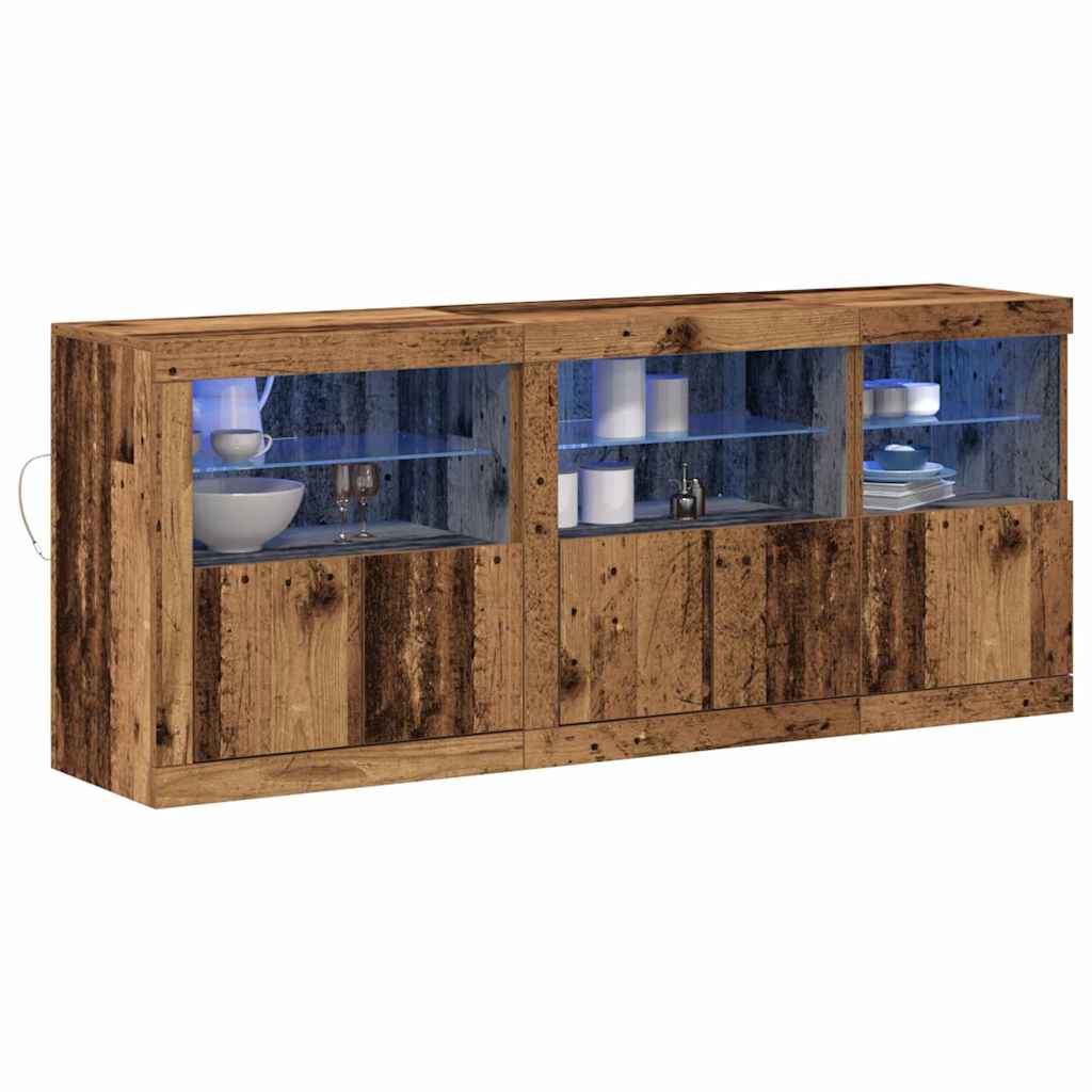 LED Sideboard Reclaimed Wood Look 162 x 37 x 67 cm Particleboard