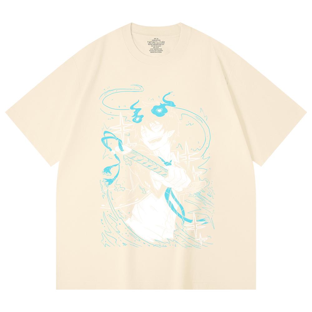 230 Gsm 100% Cotton Blue Exorcist V1 Rin Print Unisex Heavy Cotton T Shirt XS абрикосовый