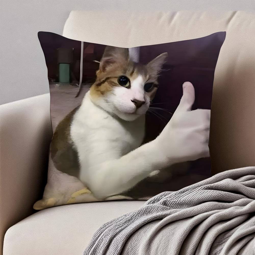 Meme Funny Pet Cat Funny Memes Cushion Cover Pillowcase Antidustmite Invisible Zipper Short Plush Sofa Cushion