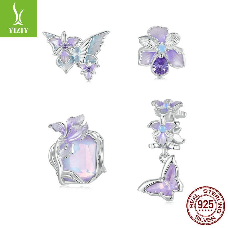 Purple Iris Series Diy Bracelet Beaded, Romantic And Elegant S925 Sterling Silver Pendant Accessories