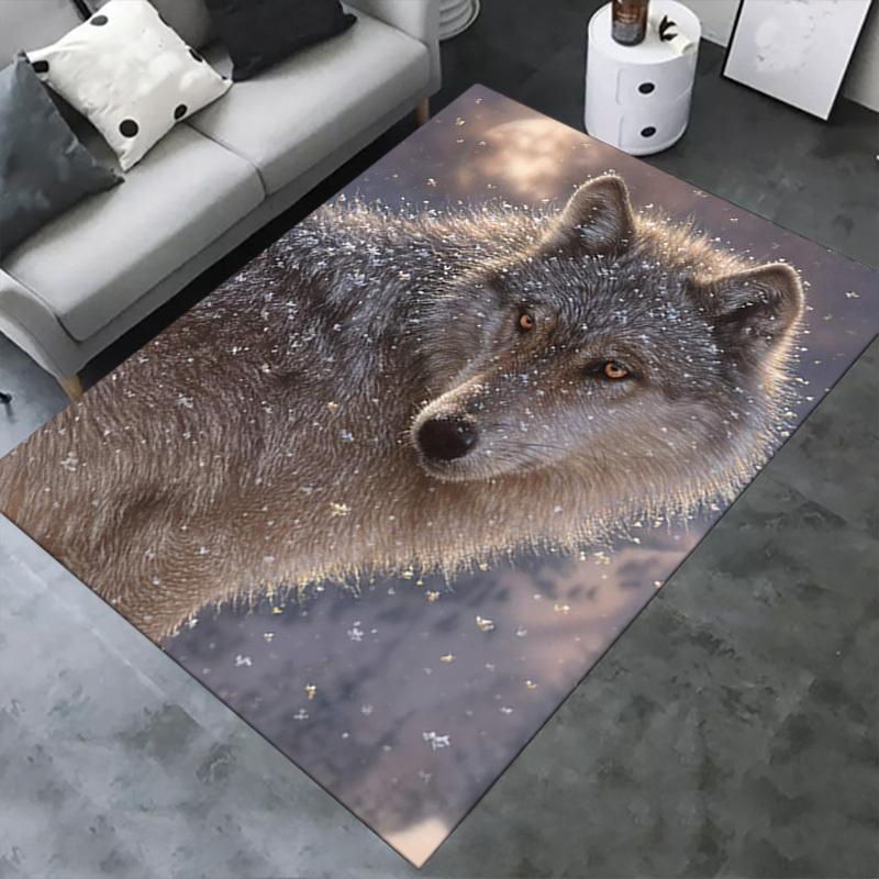 Office Carpet Snowy Wolf Design for Sofa Protection Under Chairs
