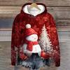 Women's Fashion Long Sleeve Christmas Print Loose Hooded Sweatshirt Top