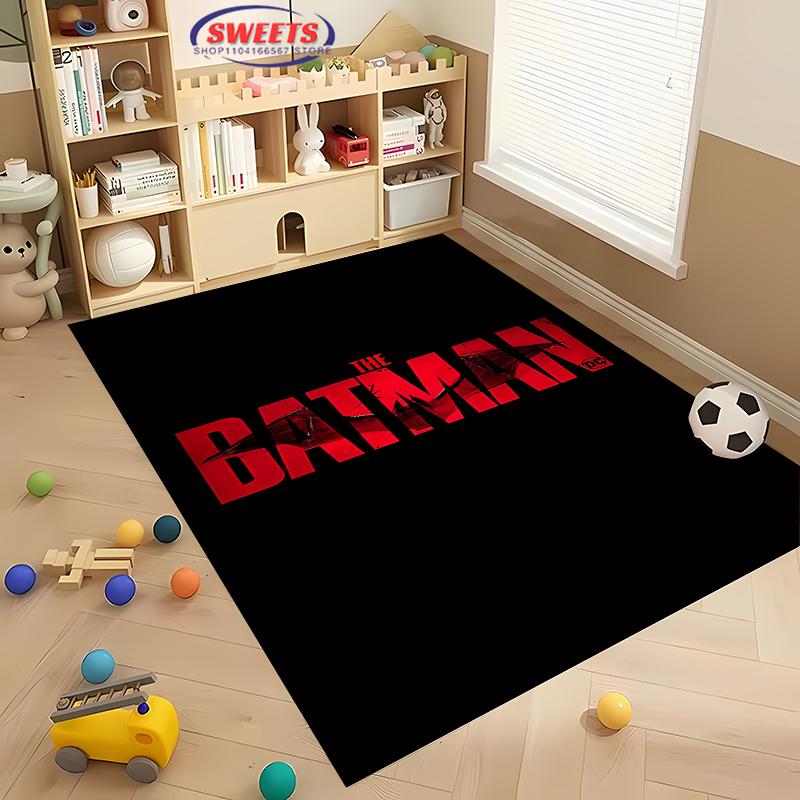 Koberec s motivem loga Batmana č. 2, podložka do obývacího pokoje, ložnice, k posteli, pohodlný protiskluzový odolný koberec, moderní jednoduchý styl, pratelný koberec