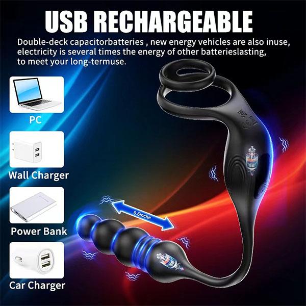 Prostatamassagegerät, vibrierender Penisring, Prostatavibrator, Spielzeug für Erwachsene mit Fernbedienung, 10 vibrierende Stoßmodi, Sexspielzeug für Männer, Paarspiel