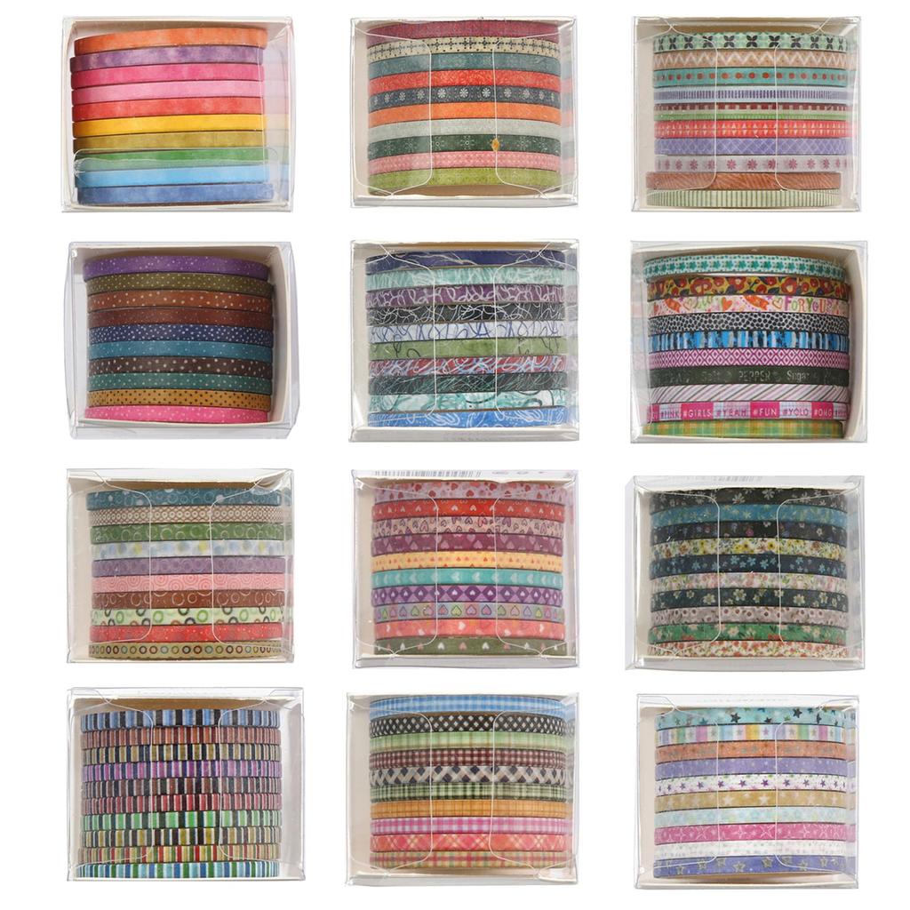 YUBX Masking Große Sammlung von Grundmustern Washi Geometrisch Hochdetailliertes Design für DIY-Geschenke und zum Verzieren von Geschenken Klebeband, 120-teiliges Set, Klebebänder,