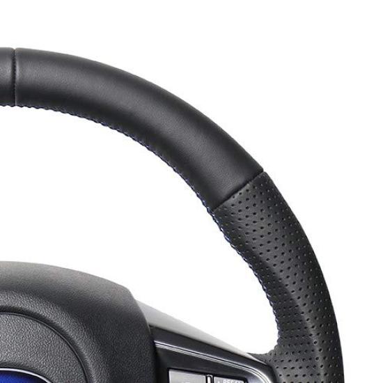 REAL Steering Wheel Levorg WRX STI WRX S4 with Center Mark with Black Euro (Real) All-Leather [for (VM4/VMG) / (VAB) / (VAG)] (Blue Stitching)