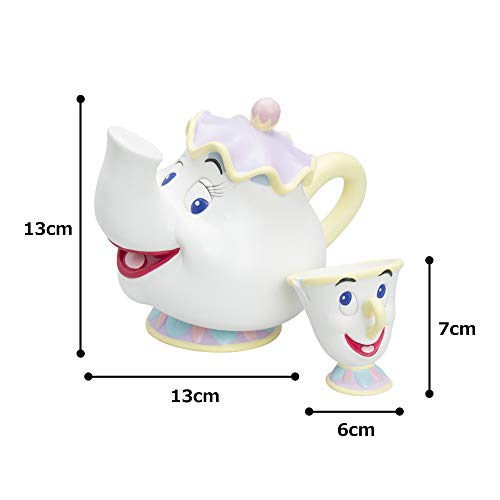 Sunart Disney "Beauty and the Beast" Mrs. Potts & Chip Piggy Bank SAN2743 Cream Diameter 18cm