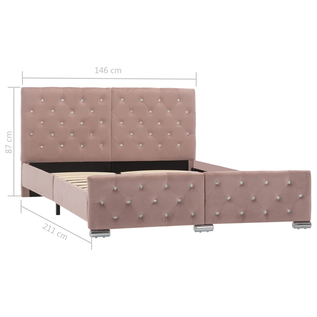 Pink Velvet Bed Frame 140 x 200 cm