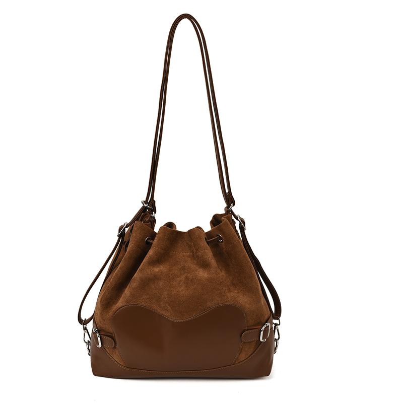 

Faux Suede String Sewing Thread Sweet Backpacks Leaf Printing Casual School Bags 2026 High Capacity Commute Backpacks