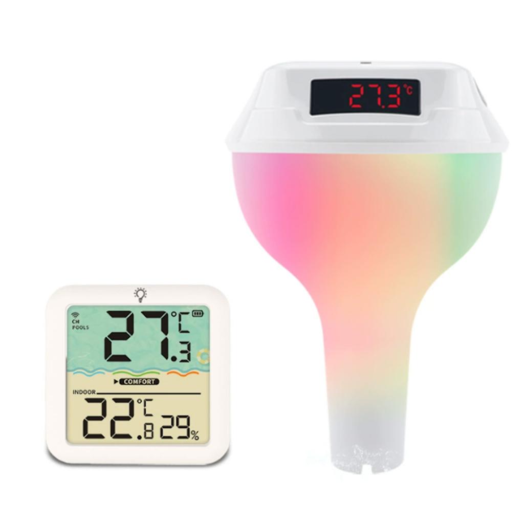 Wireless Floating Pool Thermometer Colorful Light Changing Swimming Pool LED Display for Garden Yard