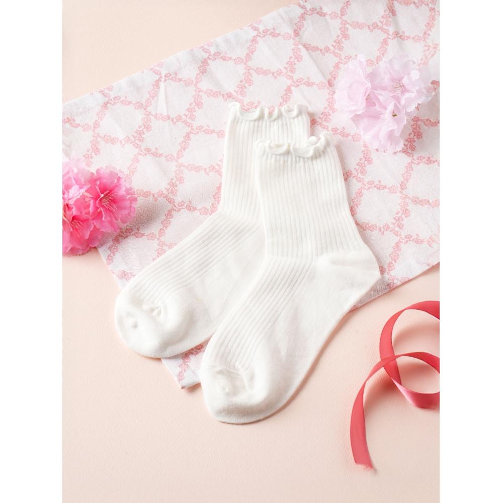 DaiSo Kikiya SockS Women S Lace Ribbed SockS White