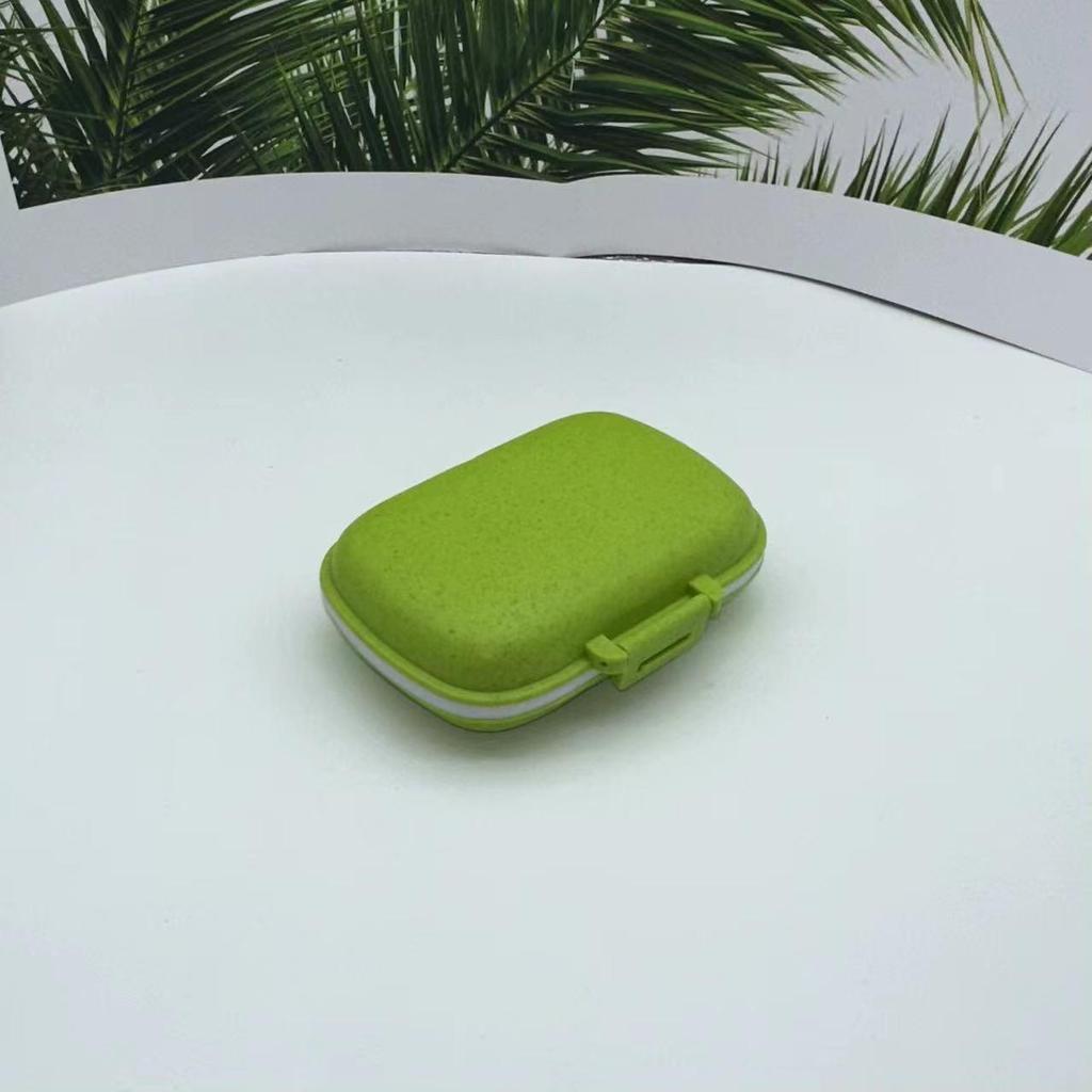 Wheat Straw 8-Compartment Portable Pill Organizer - Moisture-Proof Weekly Medicine Holder
