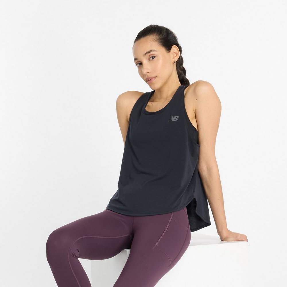 WT43101 Drapey Jersey Tank Dry Quick Dry BK L [New Balance] (WT43101) Women's (Black)