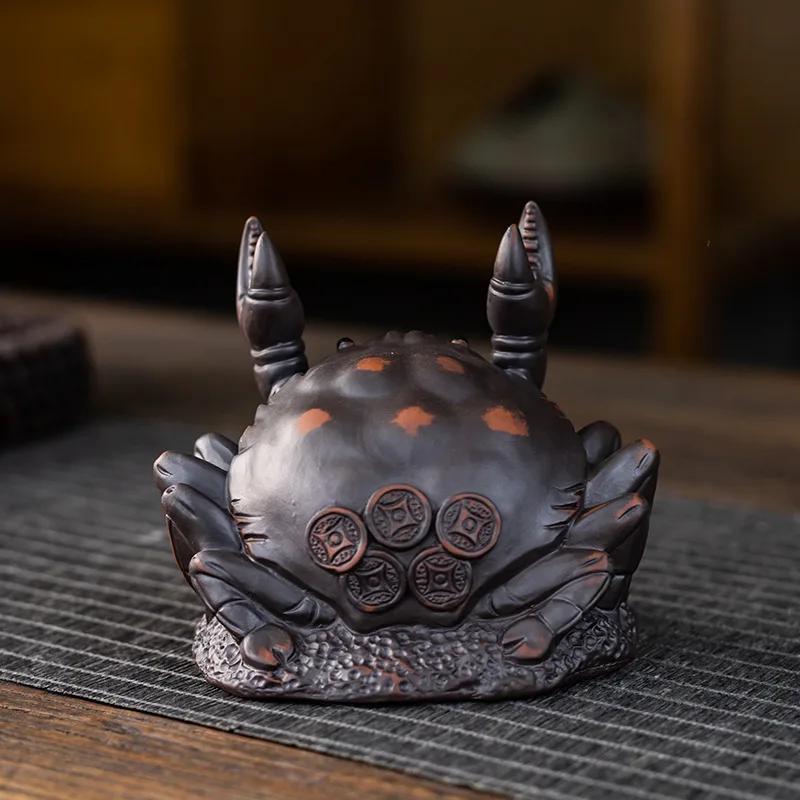 Fialová keramika Čajové ozdoby Podpůrná Dekorace Šťastná ropucha Ručně vyráběná Kreativní Dekorace Čajového podnosu Čajový mazlíček