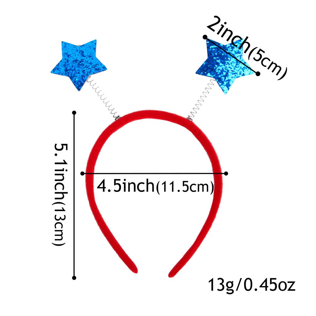 Independence Day Headbands Satr Shape with Shiny Glitter Deisgn 4th of July Hair Band Patriotic Holiday Party Hair Accessories