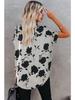 Women's Fashion Oversized White 3D Flower Print T-Shirt Summer Blouse Tee Female Tops Clothing