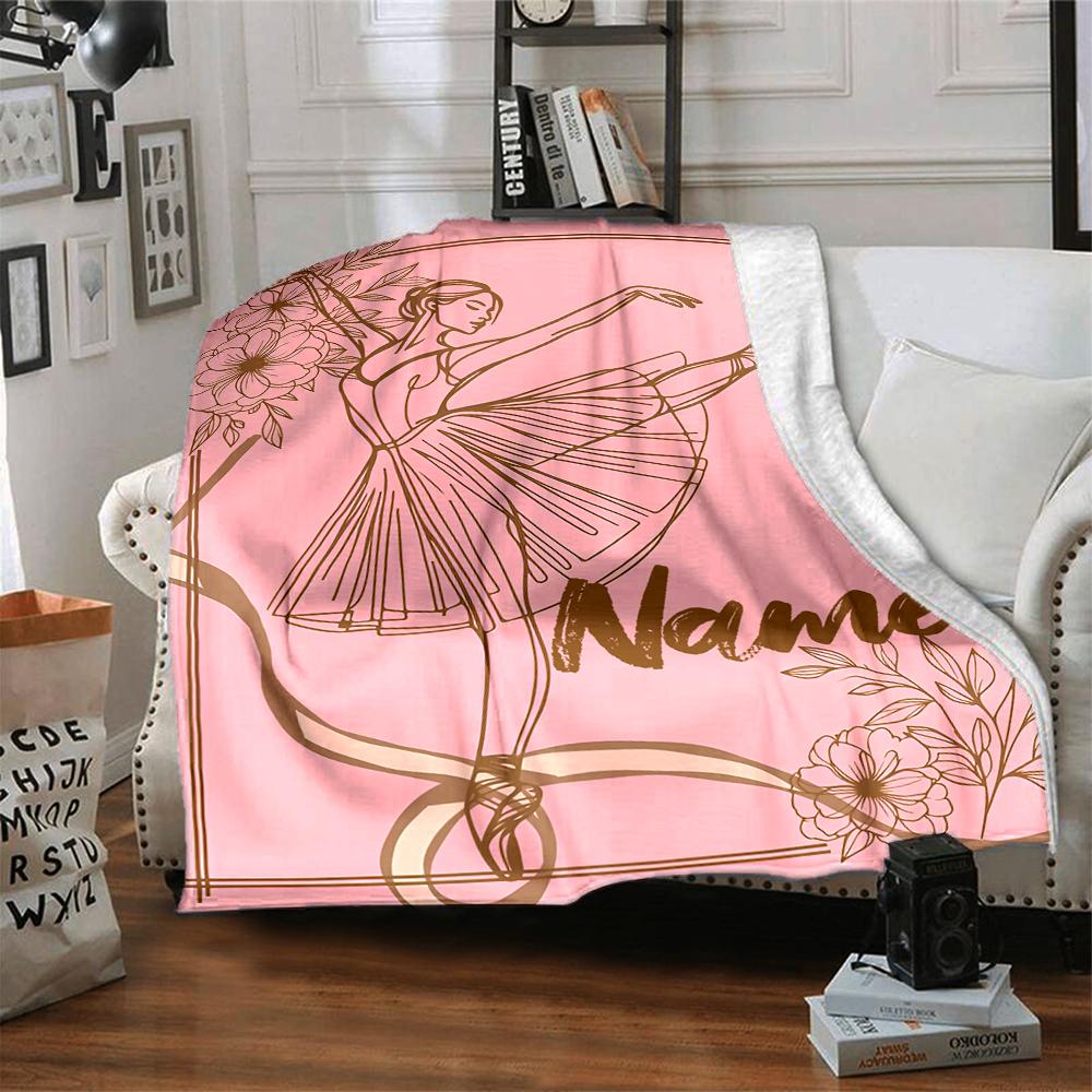 Custom Name Ballet Theme Printed Blanket - Perfect for Couch, Bed, Travel & Outdoor Use | Machine Washable, Cozy & Durable.