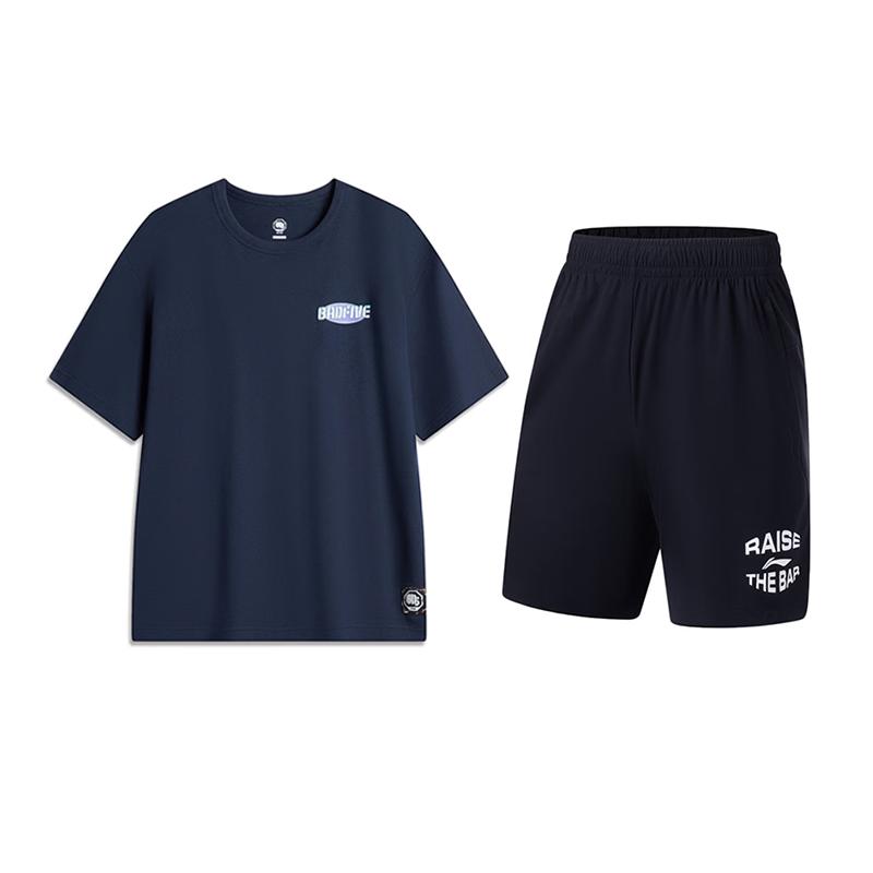 Li Ning Casual Sportswear Unisex Dark Marine Blue+Black AHSU149-6+AYKT073-1 M