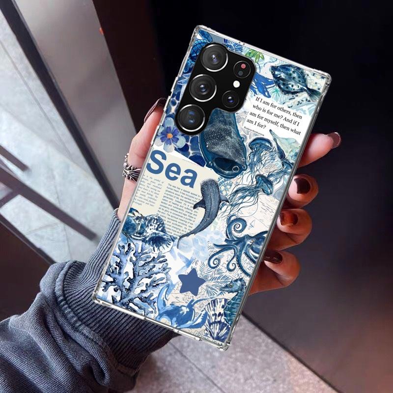 Ocean Starfish Sea Turtle Shark Phone Case For Samsung Galaxy S23 S24 S25 Edge S26 Ultra S22 + S21 Plus S20 FE Cover Silicone Pr