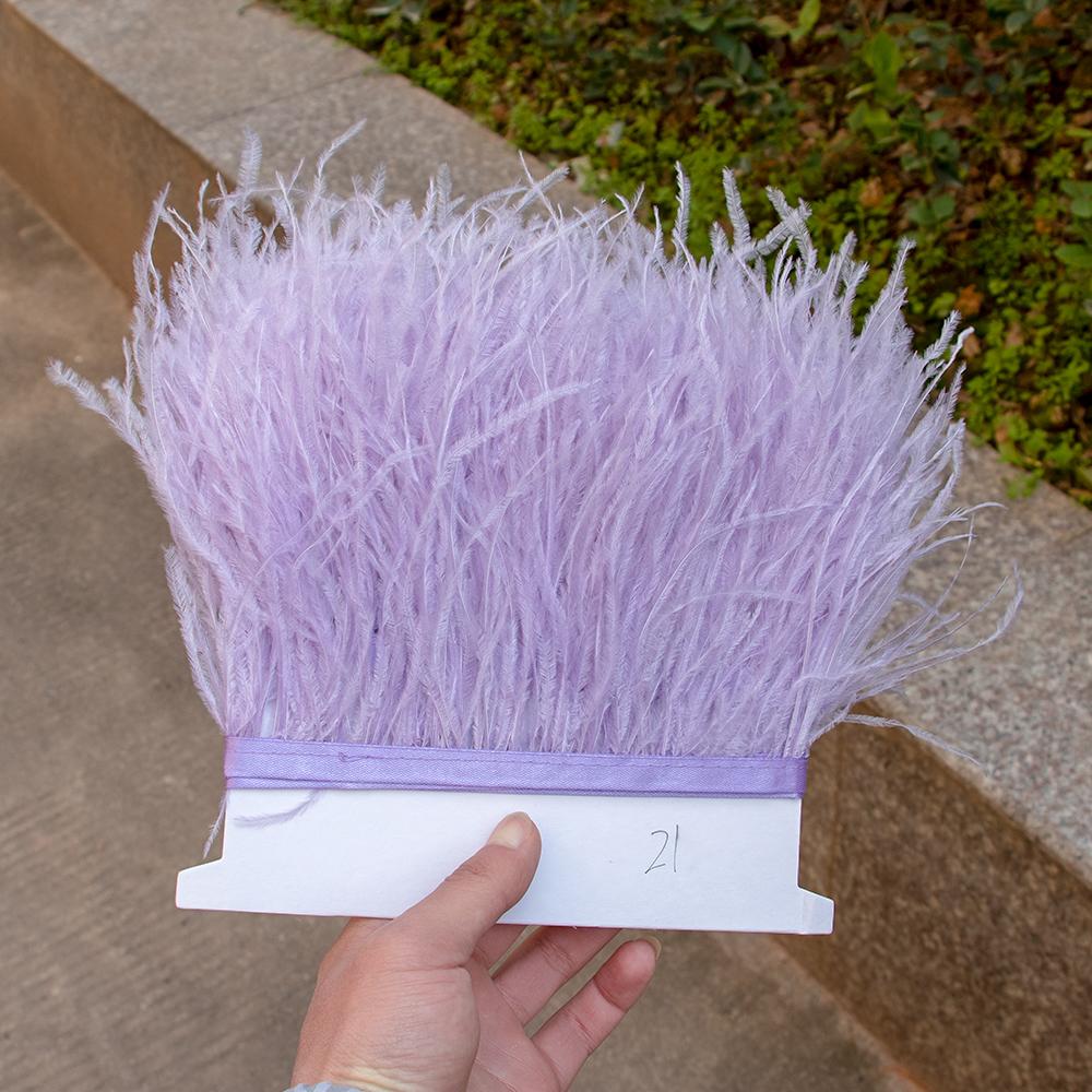 8-10Cm Ostrich Feather Trims For Skirt Natural Ostrich Feathers On Tape Ribbon Decoration For Dresses Carnival Accessories