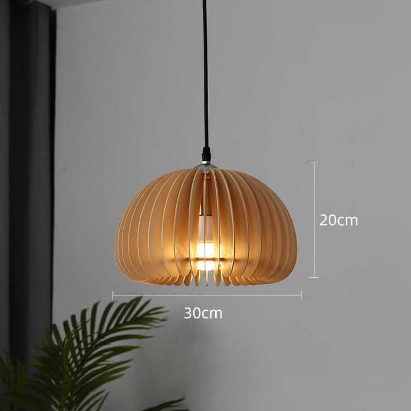 Japanese Style Vintage Pumpkin Pendant Lights Bedroom Bedside Hanging Wood Lamp Modern Dining Room Home Decor Lighting Fixtures
