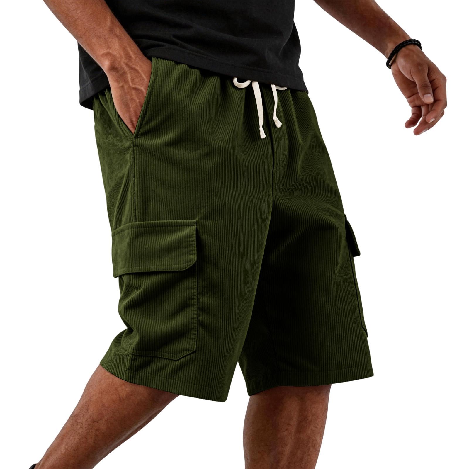 Men s Corduroy Casual Five-pocket Pants With Loose Drawstring For Sports Workwear Shorts XXXL