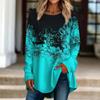 Damtröjor Trendiga långärmade lös blusar Rundhalsad tröja Casual T-shirts Blommönster hösttröja