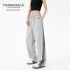Mark Fairwhale Women's 3-Stripe High-Waist Wide-Leg Casual Pants