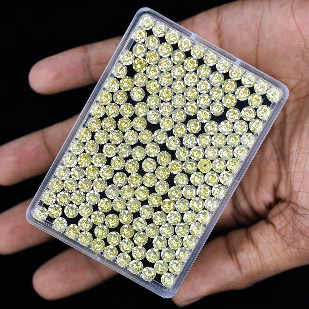 Natural Lite Yellow Sapphire 5x5 Mm 2.40 Ct Round Cut Lot Gemstone Certified Nsc-362