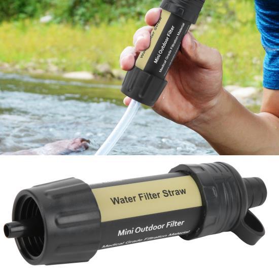 Outdoor Water Filter Straw with Bag Kit Mini Water Purifier for Camping Hiking EmergencyAll Black 