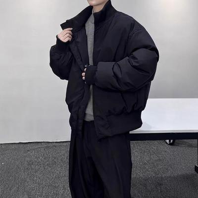 Unisex Winter High Street Trendy Padded Cotton Bomber Jacket - Loose Fit, Boxy, Thickened, Short.
